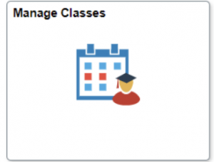 "Manage Classes" icon: blue calendar with red-highlighted dates behind a graduating student figure.